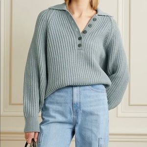 Mara Hoffman NWT Juliana Ribbed Wool Polo Sweater